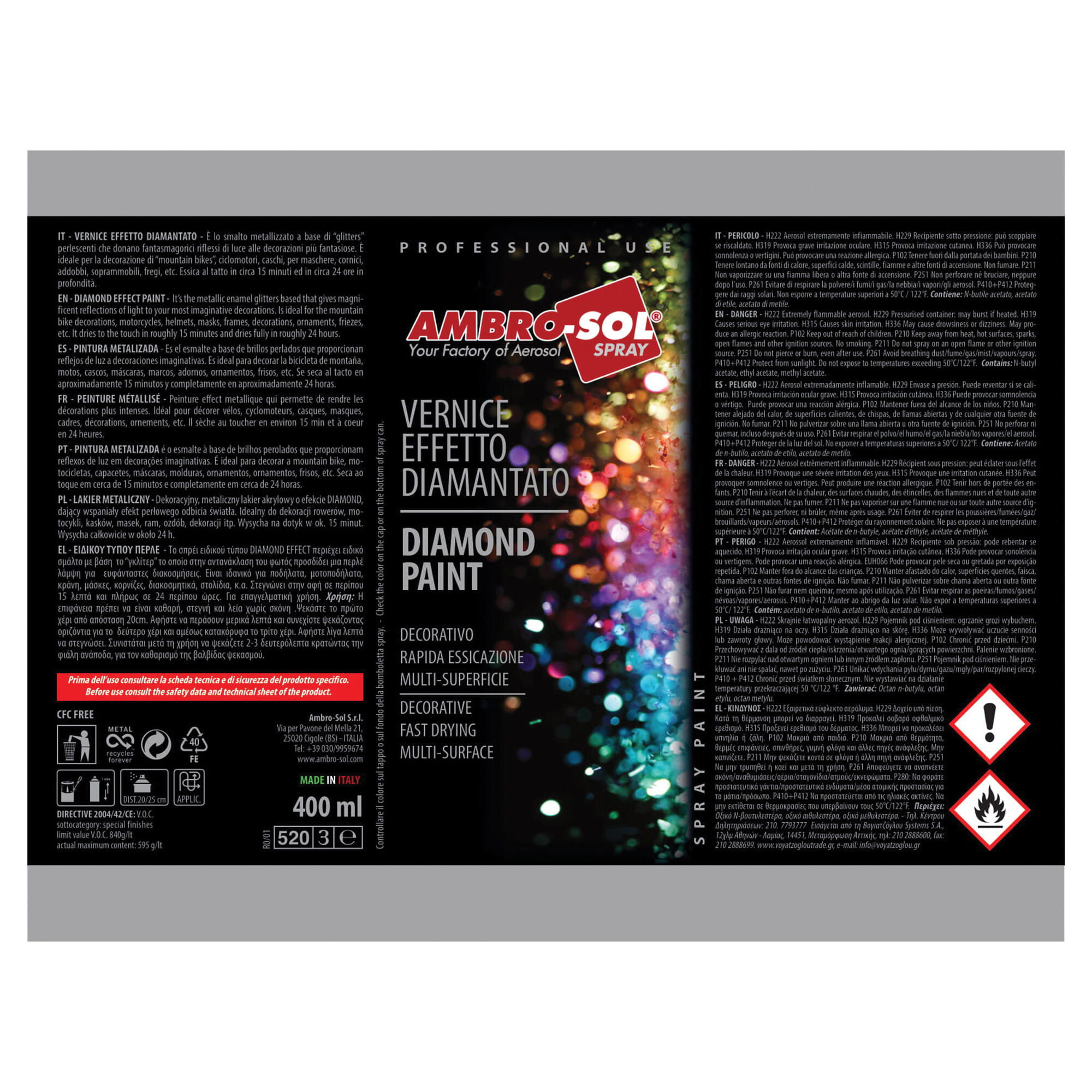 Spray Lakier metaliczny Ambro-Sol Diamond czarny 400ml - 5