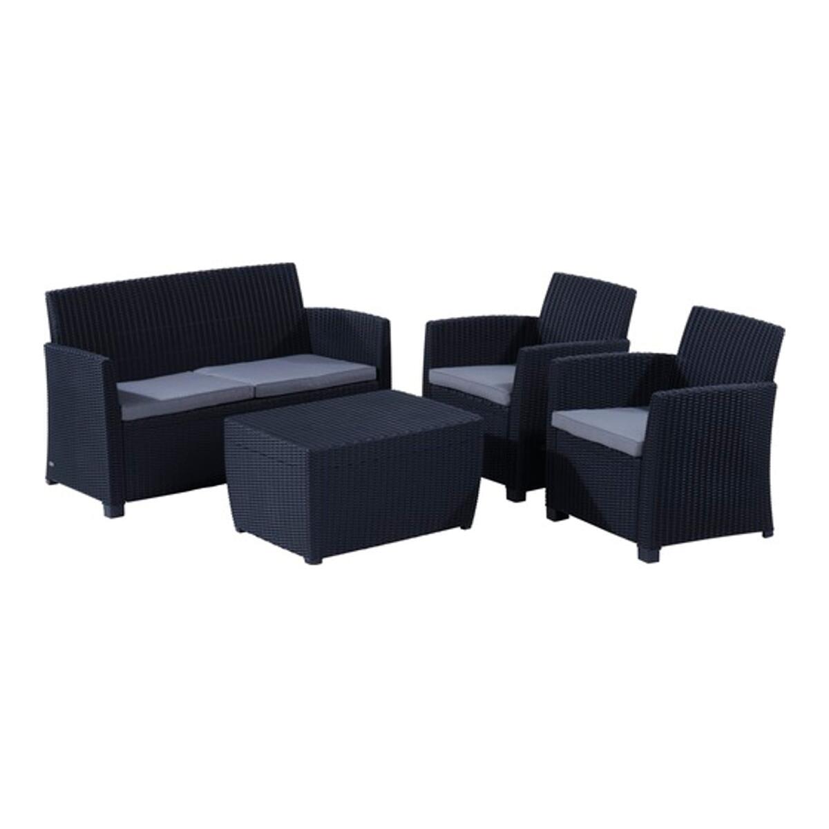 Salotto da giardino per 4 persone antracite Mia KETER con cuscini in poliestere grigio - 12