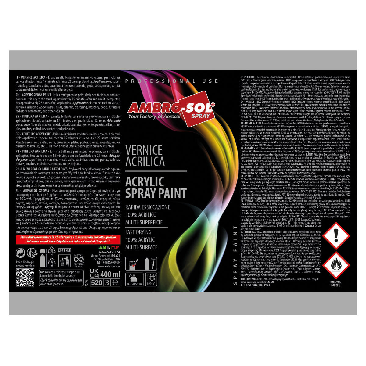 Spray Lakier akrylowy Ambro-Sol popielaty pirytowy RAL7040 400ml - 5