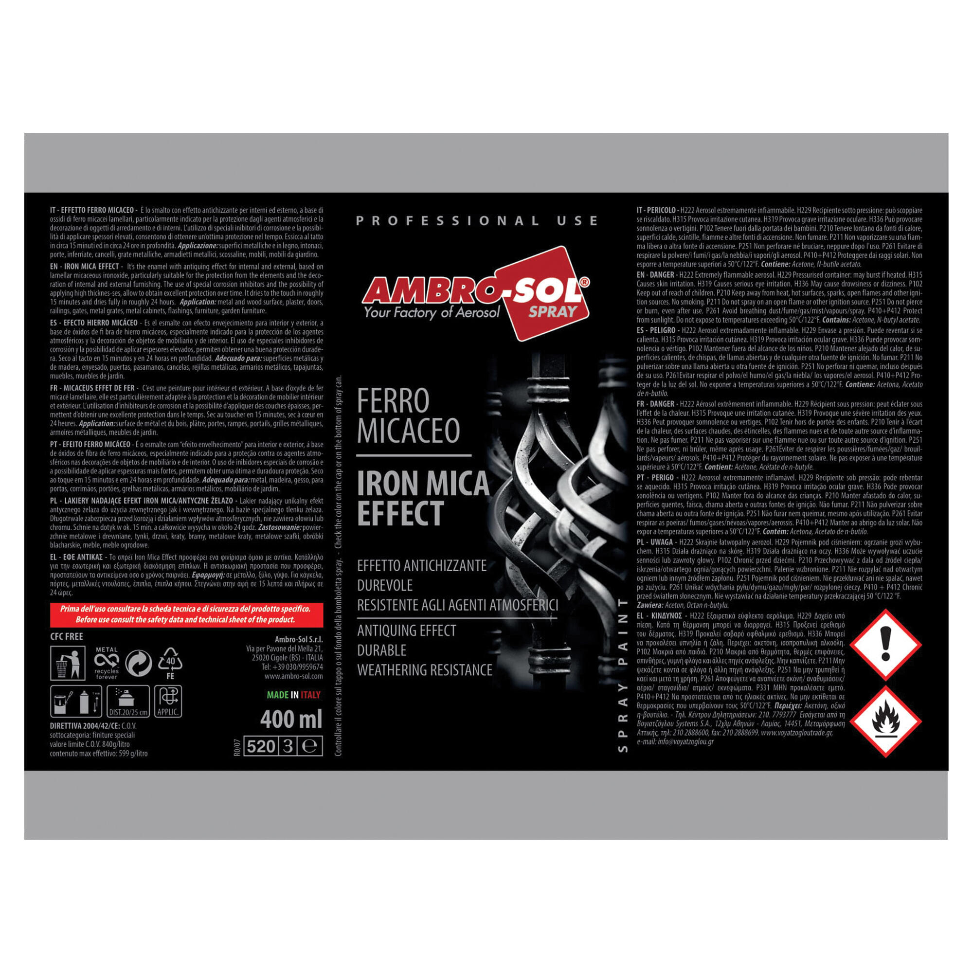 Spray Lakier antykorozyjny Ambro-Sol Iron Mica Effect stare żelazo 400ml - 4