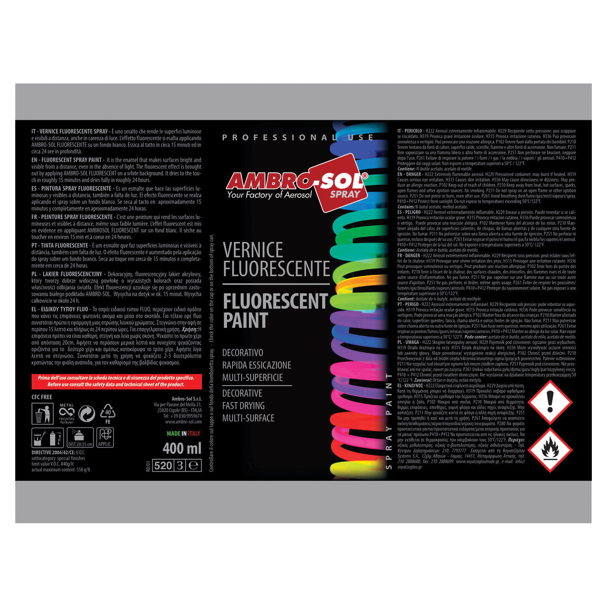 Spray Lakier fluorescencyjny Ambro-Sol pomarańczowy 400ml - 5