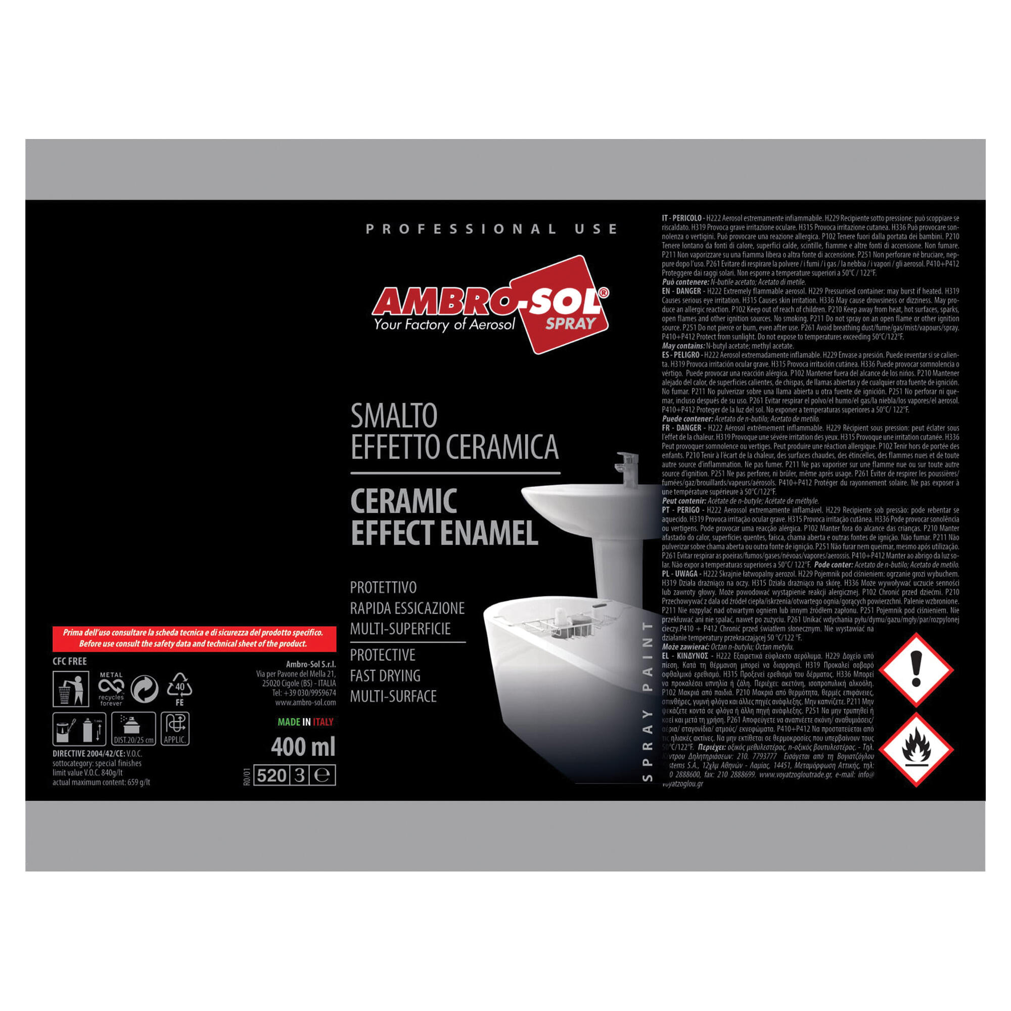 Spray Lakier akrylowy Ambro-Sol efekt ceramiki biały 400 ml  - 5