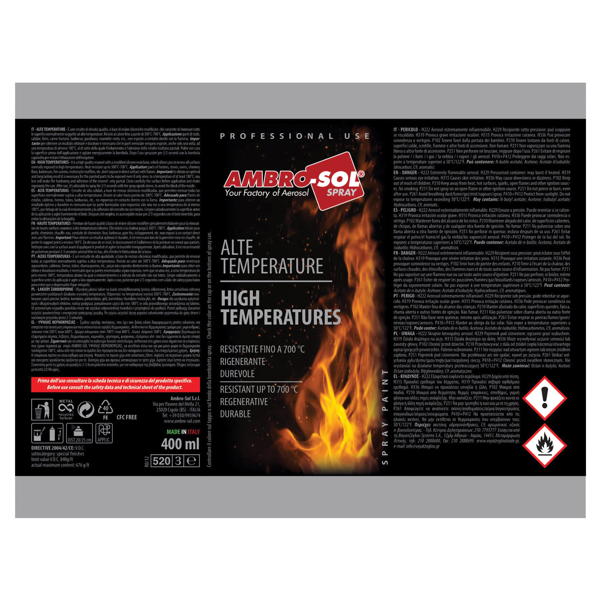 Spray żaroodporny Ambro-Sol High Temperatures czarny mat 400ml - 5