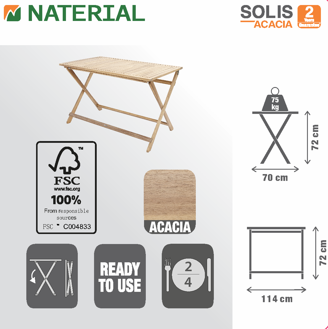 Mesa de madeira NATERIAL SOLIS ORIGAMI 114X70CM ACACIA - 10