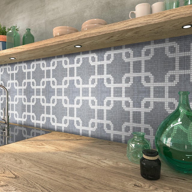 Mosaico in vetro Intrecci beige satinato L 31.8 x L 31.8 cm