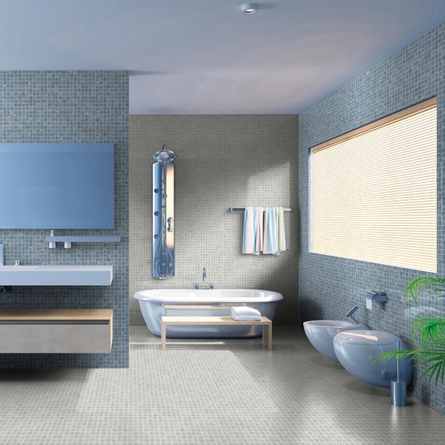 Mosaico in vetro Titanio20 grigio satinato L 30 x L 31.8cm x Sp. 4 mm, 10 pezzi