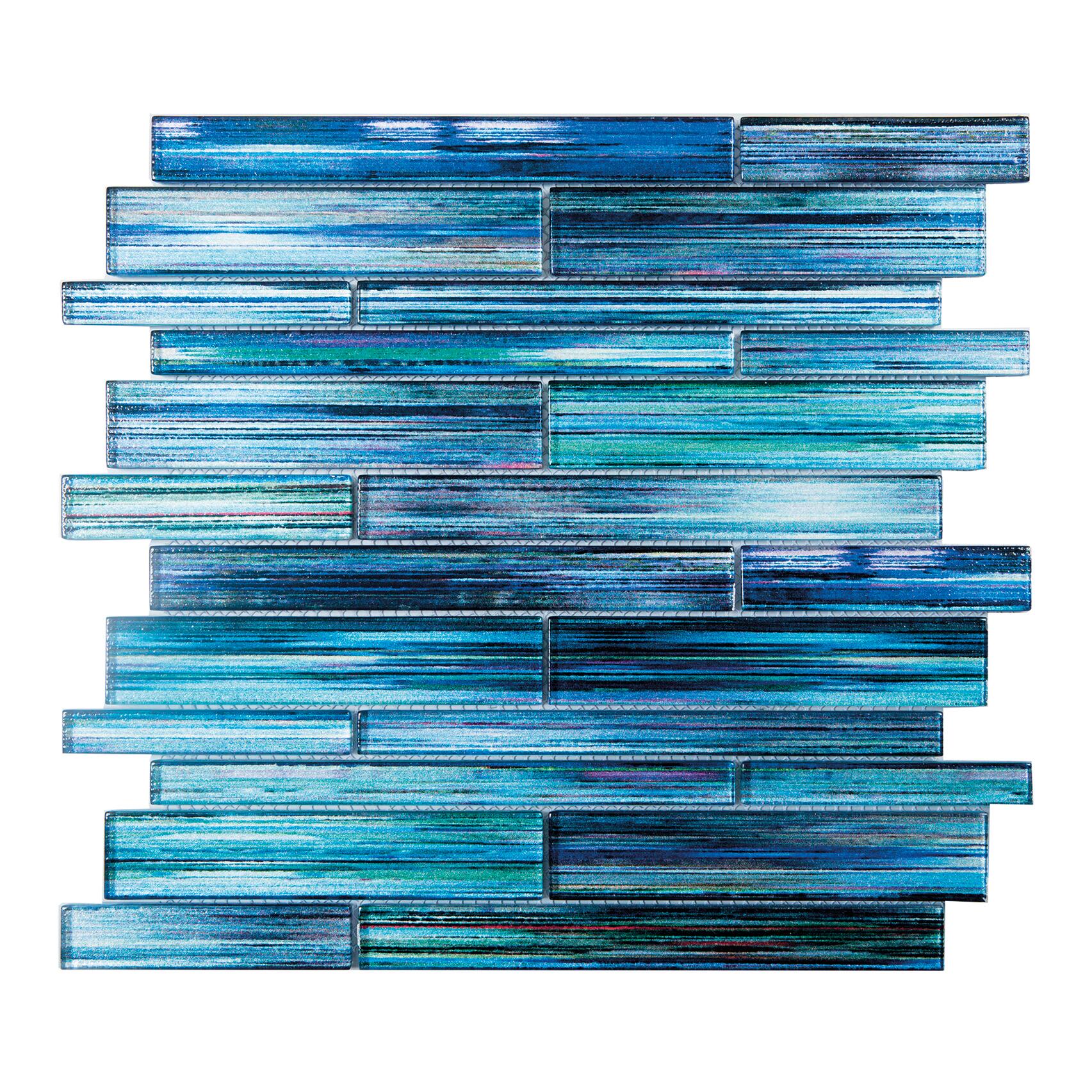 Mosaico in vetro Rainbow blu satinato L 30 x L 30cm x Sp. 8 mm - 3