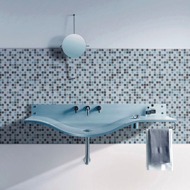 Mosaico in vetro Glacier20 blu satinato L 30 x L 31.8 cm, 10 pezzi