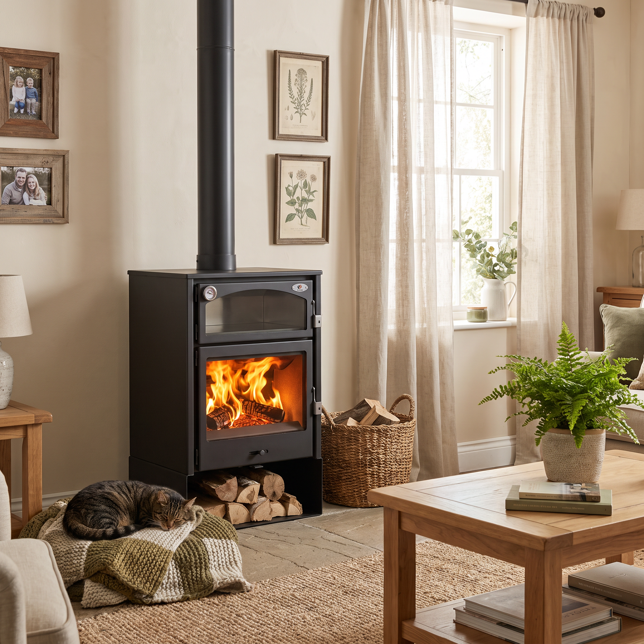 estufa de lena con horno master fire 102 kw