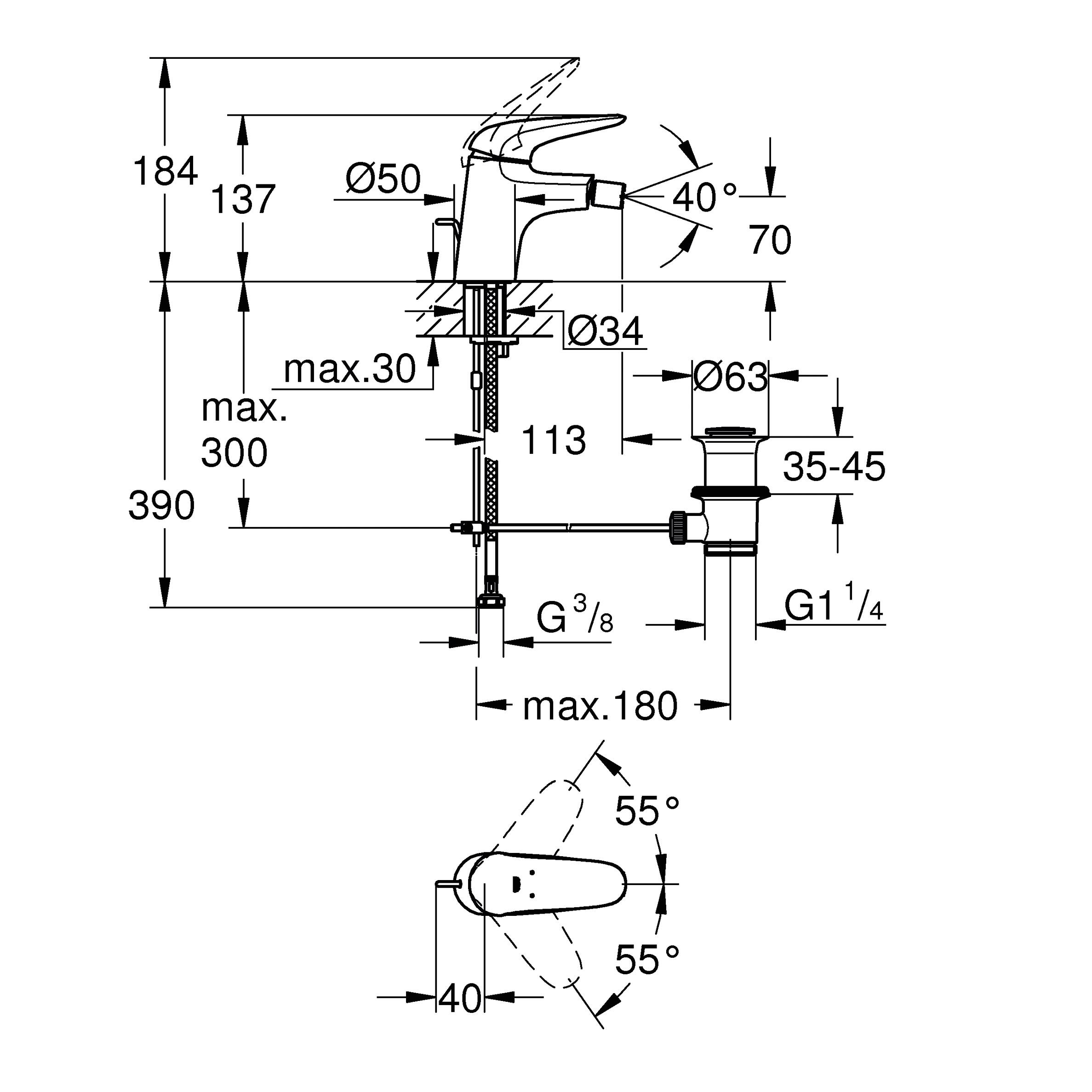 Rubinetto per bidet getto laminare cristallino Eurostyle GROHE cromo lucido - 2