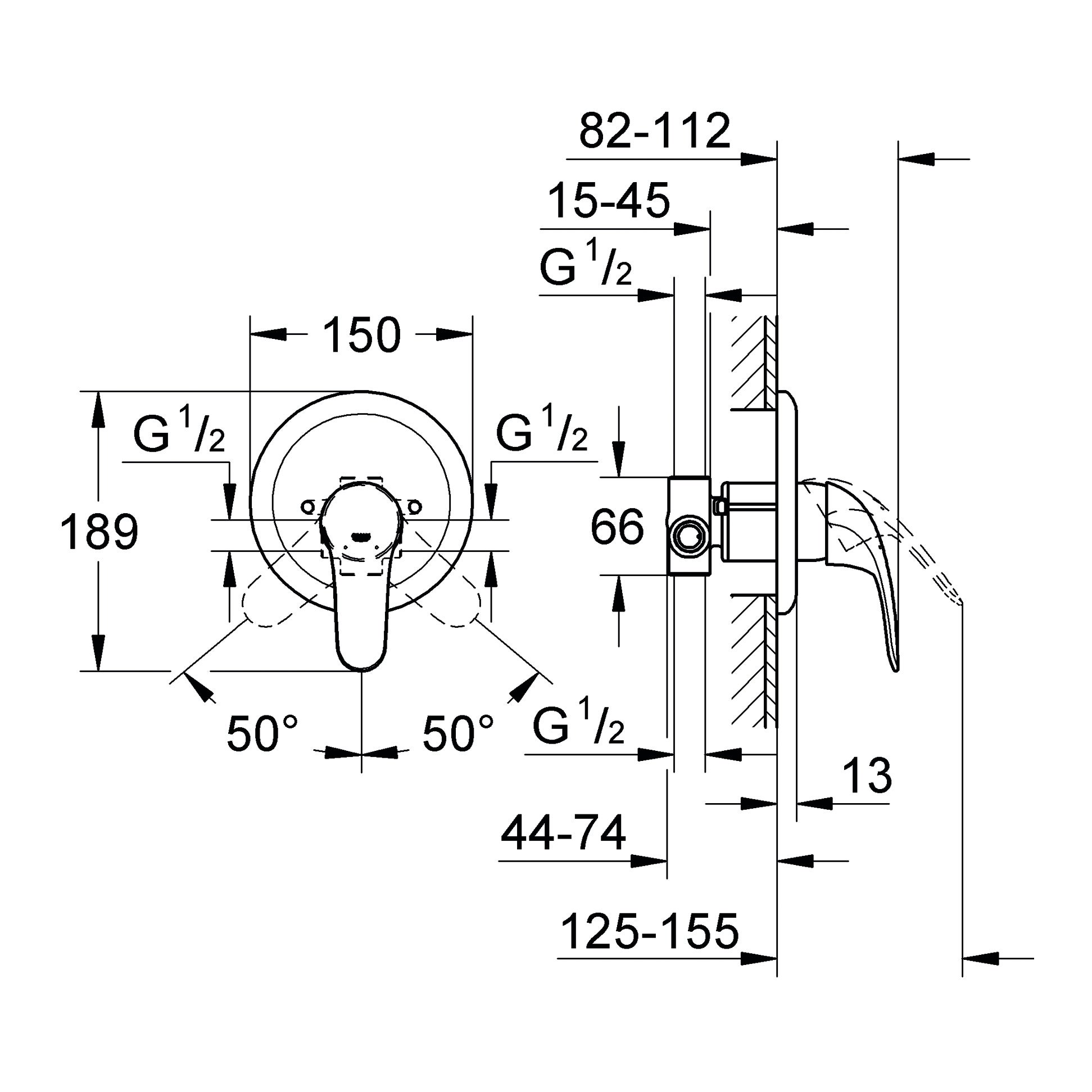 Rubinetto per doccia a 2 manopole Swift lucido GROHE - 2