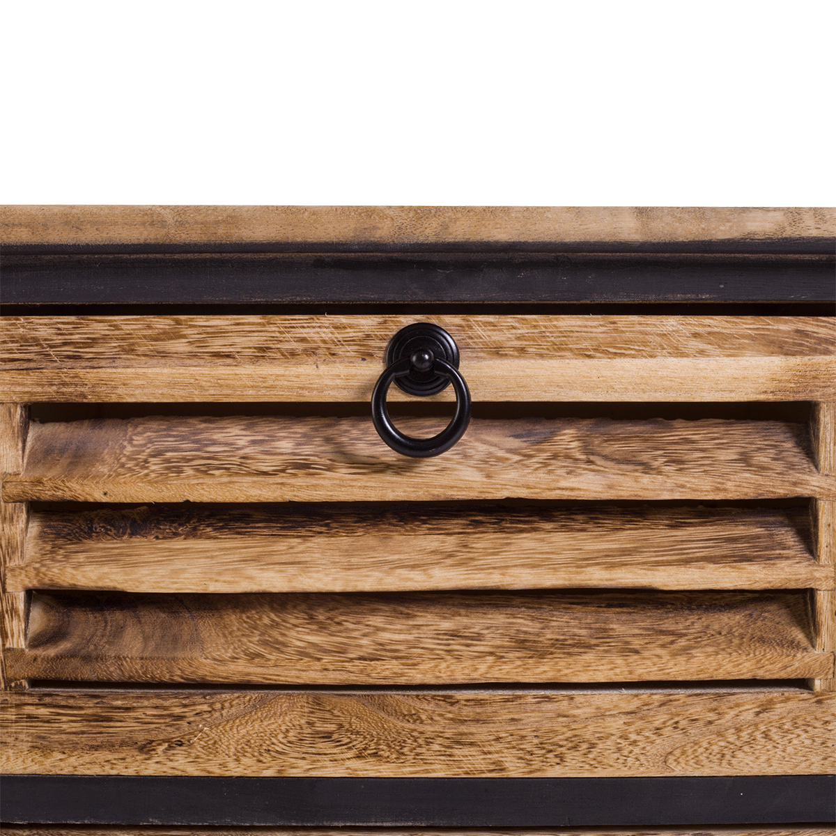 Comodino Con Luci LED E 2 Cassetti YVYKFZD - Rivestito In Pelle, Struttura In Legno, Dimensioni 50x45x42 Cm - Colore Nero, Già Montato