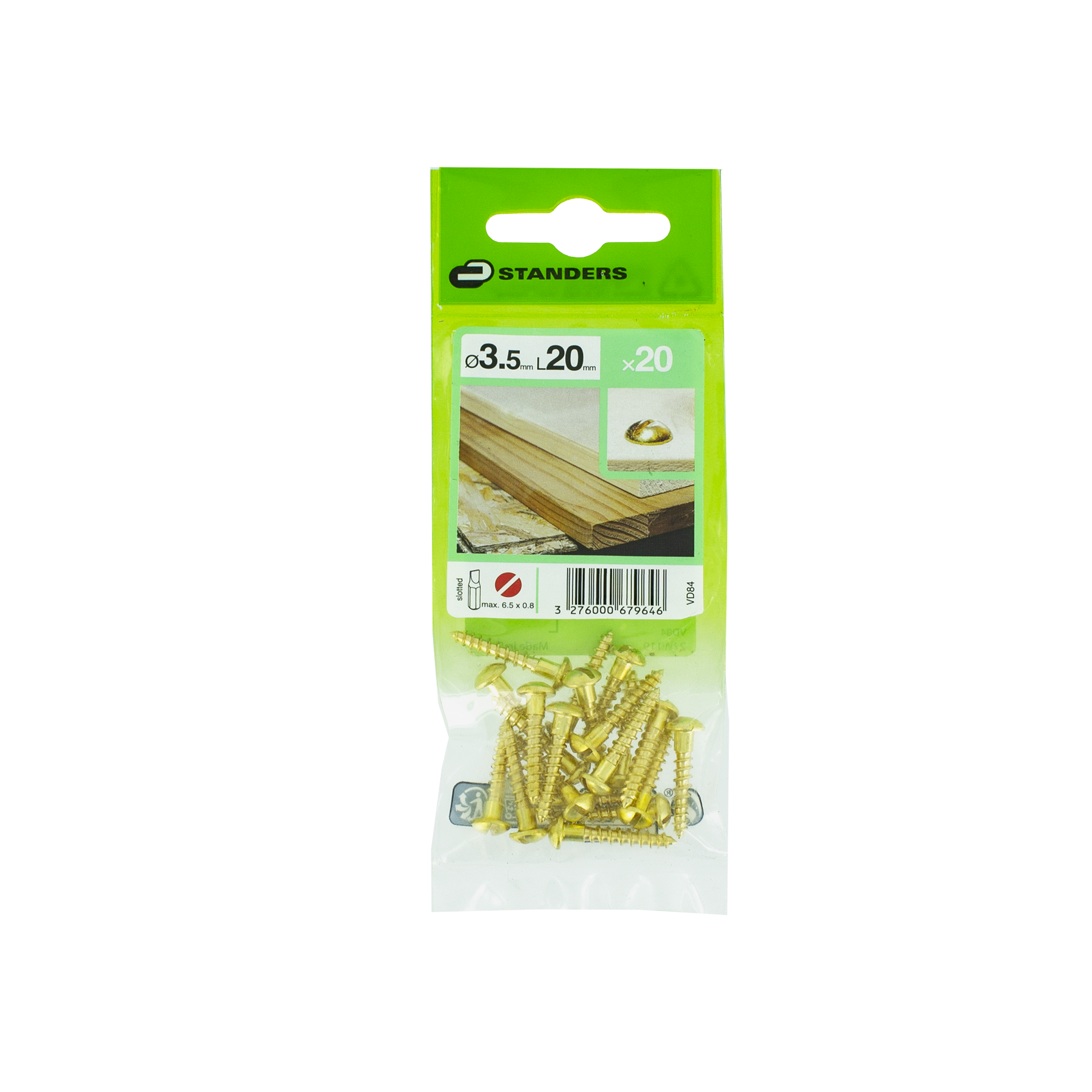 20 Tornillo para madera STANDERS ranura con cabeza redonda, ø 3.5 x L. 20 mm - 3