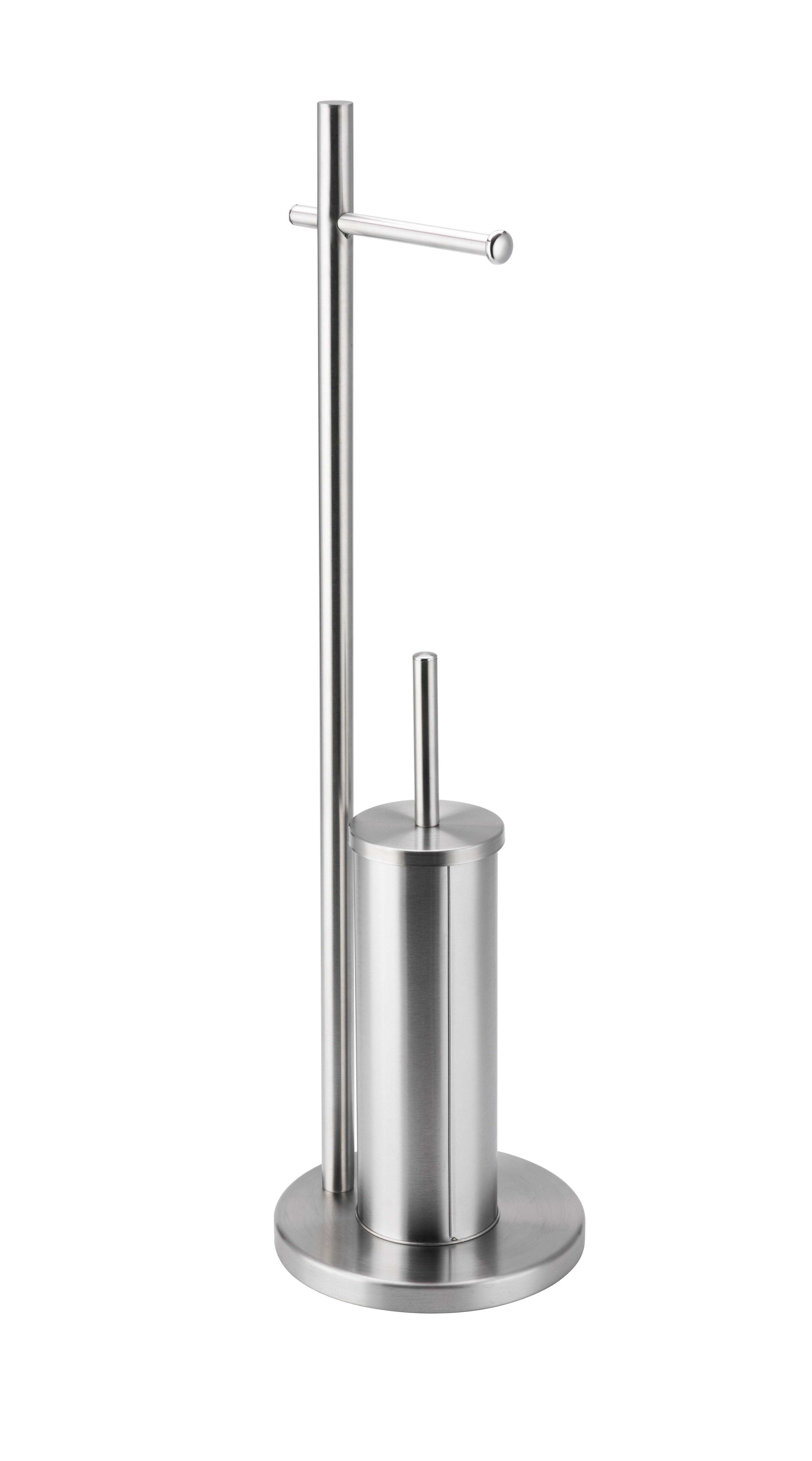 Suporte para piaçaba e porta-rolos cinzento escovado Sensea Circle - 2