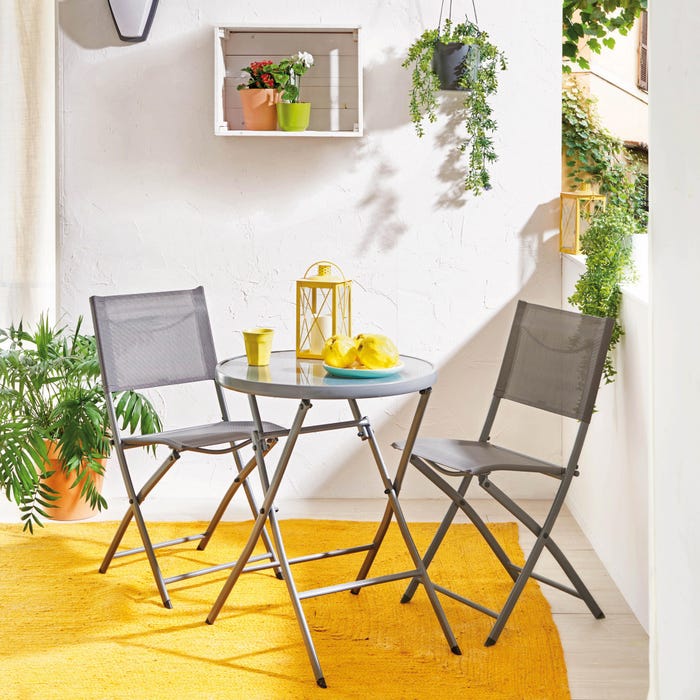 Silla de exterior de acero NATERIAL Emys gris