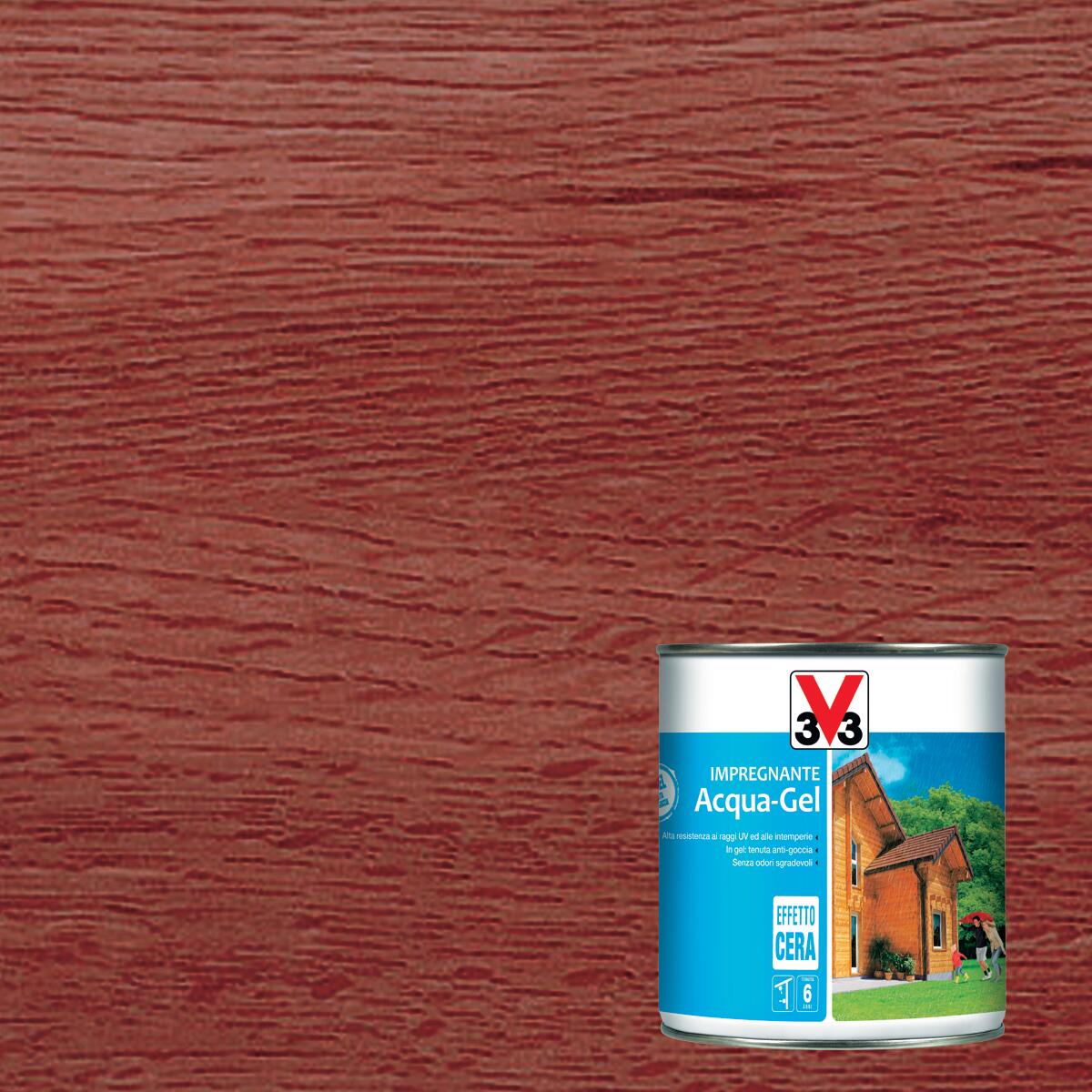 Impregnante per legno da esterno a base acqua V33 Acqua-Gel mogano satinato 0.75 lt, 6 anni di protezione. - 5
