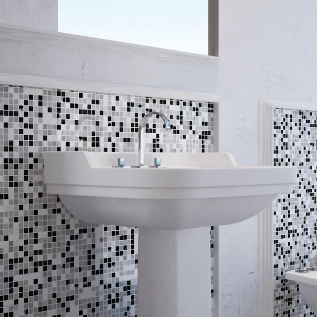 Piastrella Mosaico in marmo Elos grigio e bianco e nero lucido L 30 x L 30cm x Sp. 8 mm, 10 pezzi