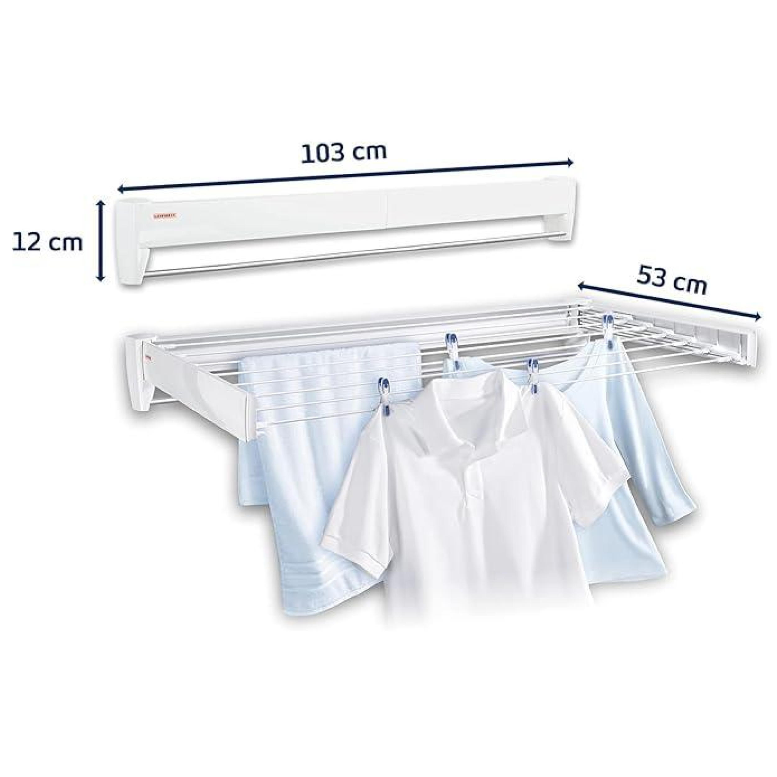 Tendedero de 8 barras extensible para pared de ABS 8,1 metros de tendido - 9
