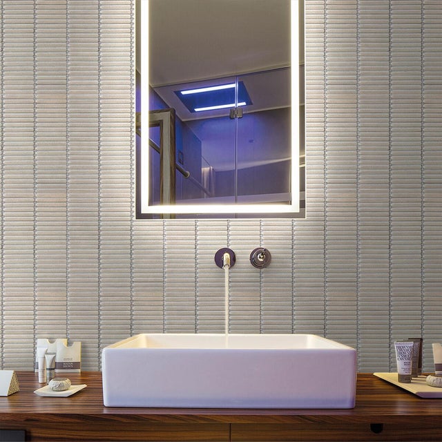Piastrella Mosaico in ceramica Stick Tokyo grigio lucido L 30 x L 28cm x Sp. 8 mm, 11 pezzi