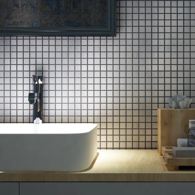 Piastrella Mosaico in inox argento satinato L 30 x L 30.5 cm, 11 pezzi