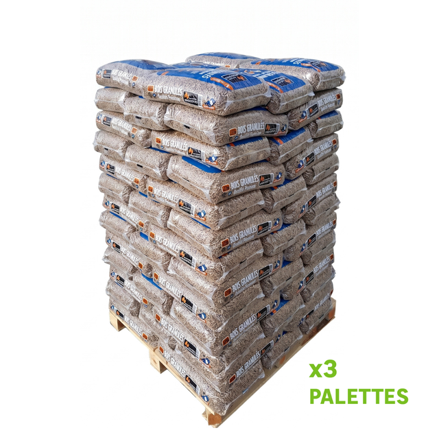 Palette de granulés WOODSTOCK x 3 (198 sacs), livraison incluse