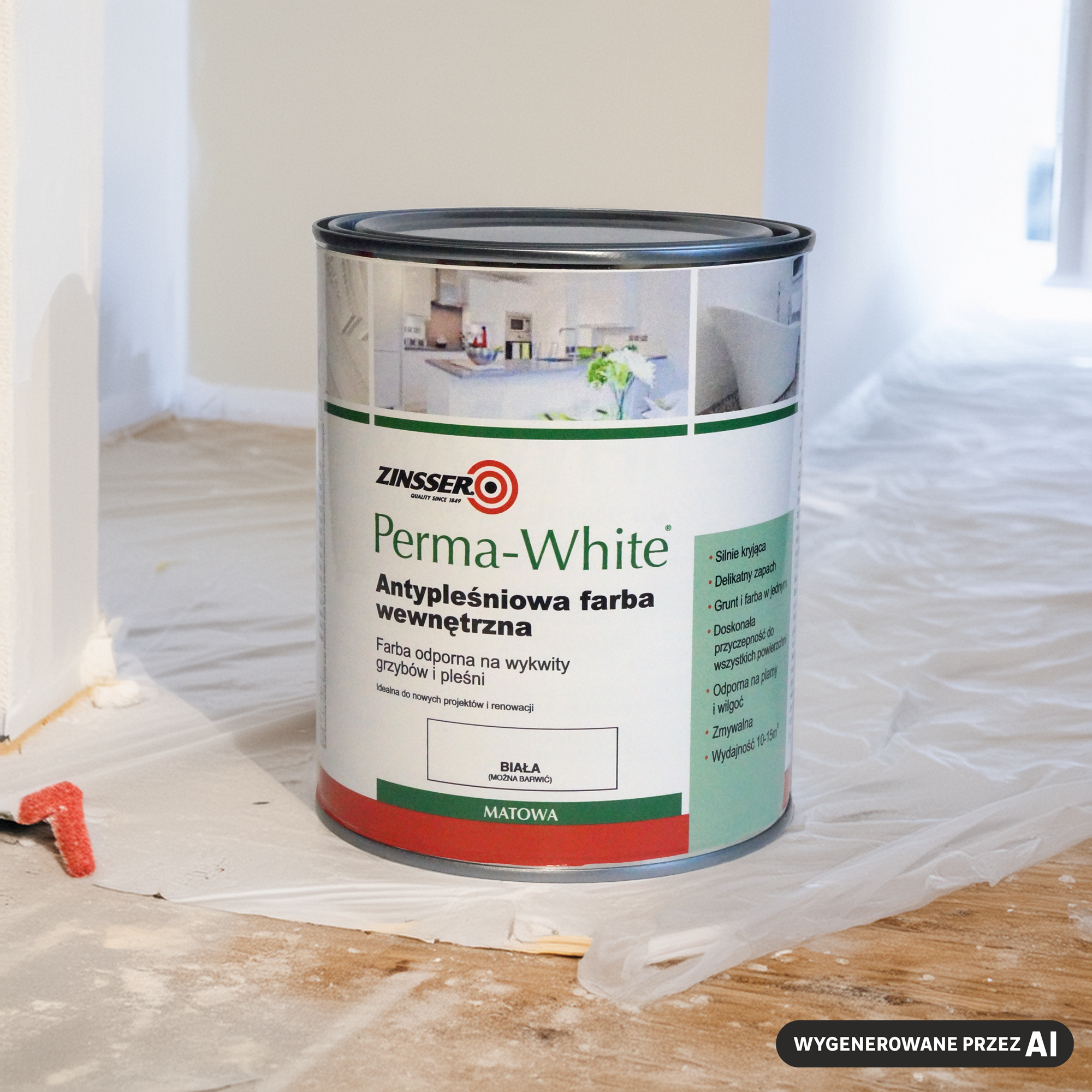 Farba chroniąca przed pleśnią PERMA WHITE 1 l Biała Matowa ZINSSER