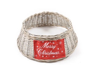 Gonna Copri Base Albero Di Natale In Vimini - Diametro 40/60 Cm, Altezza 25 Cm, Colore Bianco - Foto 2