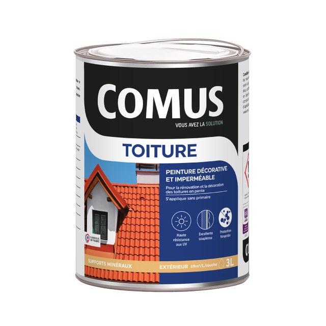 Peinture toiture décorative imperméable gris ardoise 3 L - COMUS