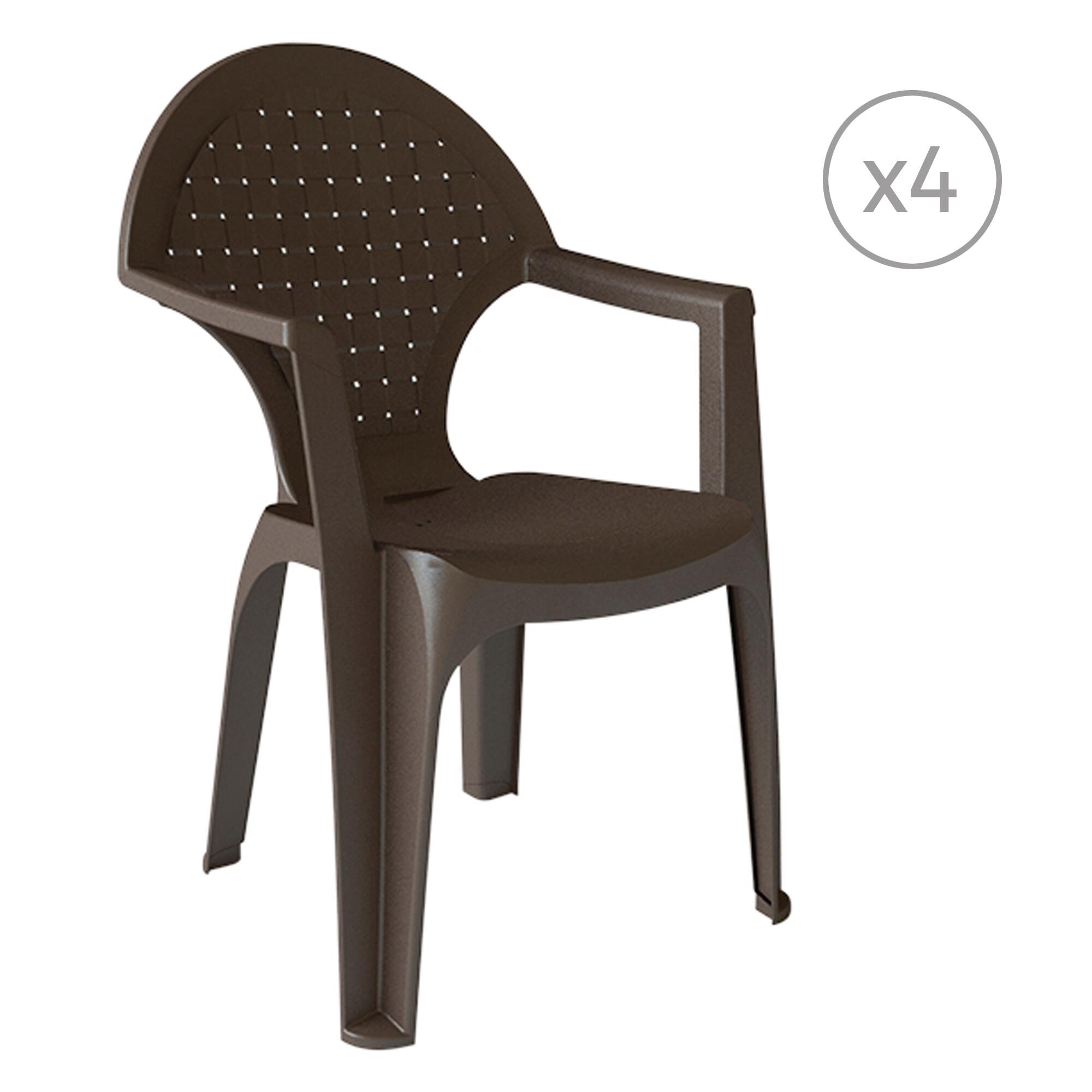 pack 4 sillas de exterior de polipropileno dream marron