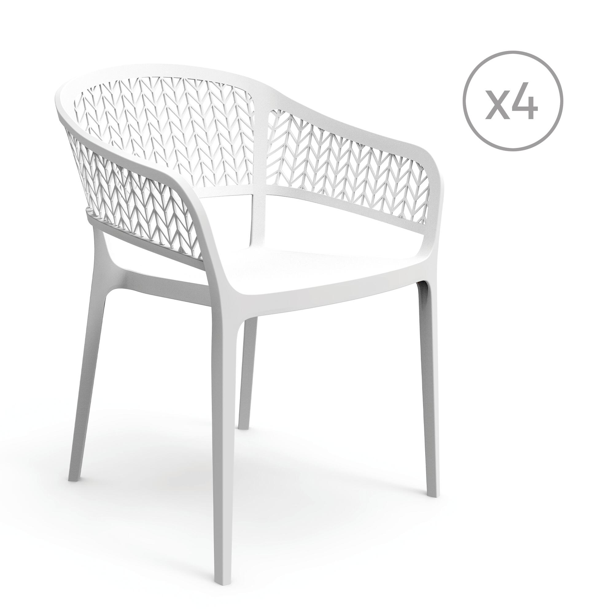 pack 4 sillas de jardin sin cojin de polipropileno saona blanco