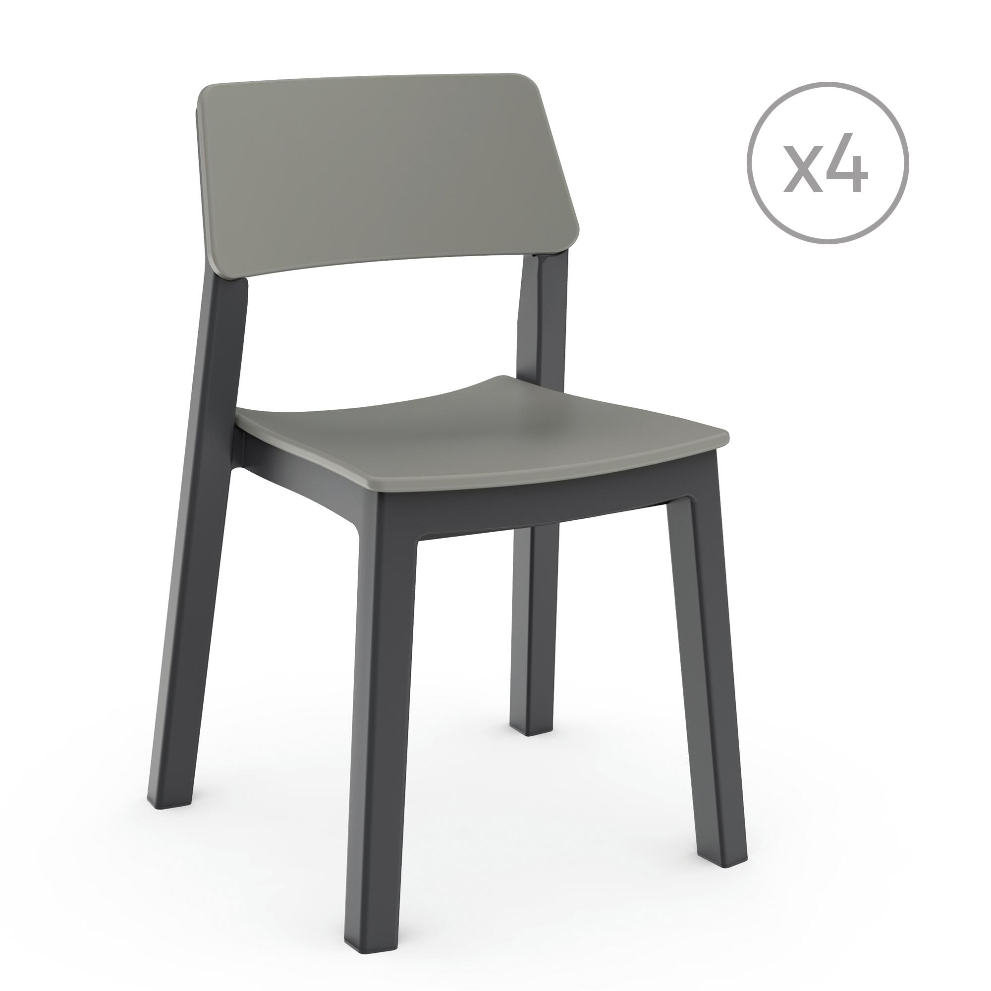 pack 4 sillas de exterior de resina bistrot italia antracita