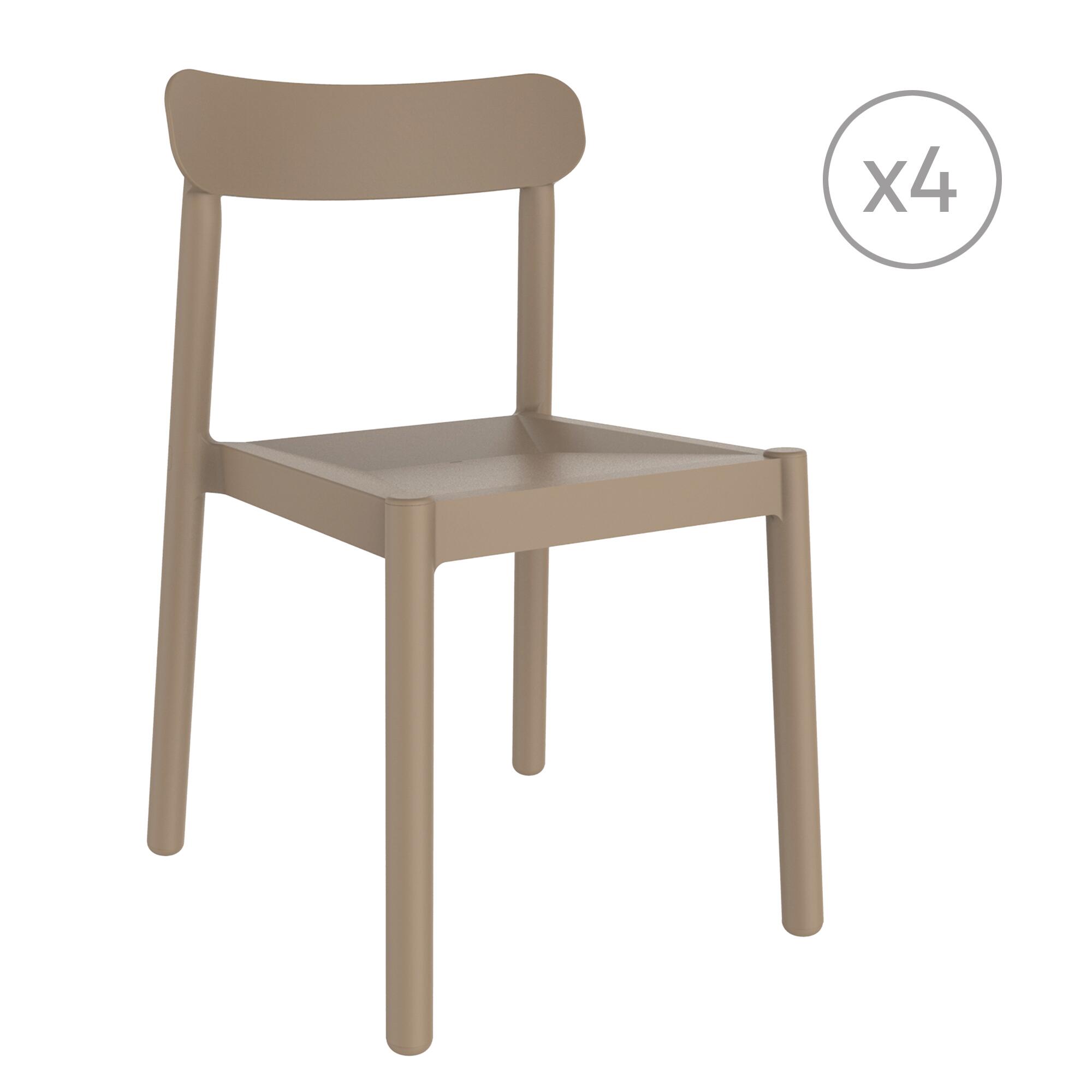 pack 4 sillas de jardin de polipropileno elba marron