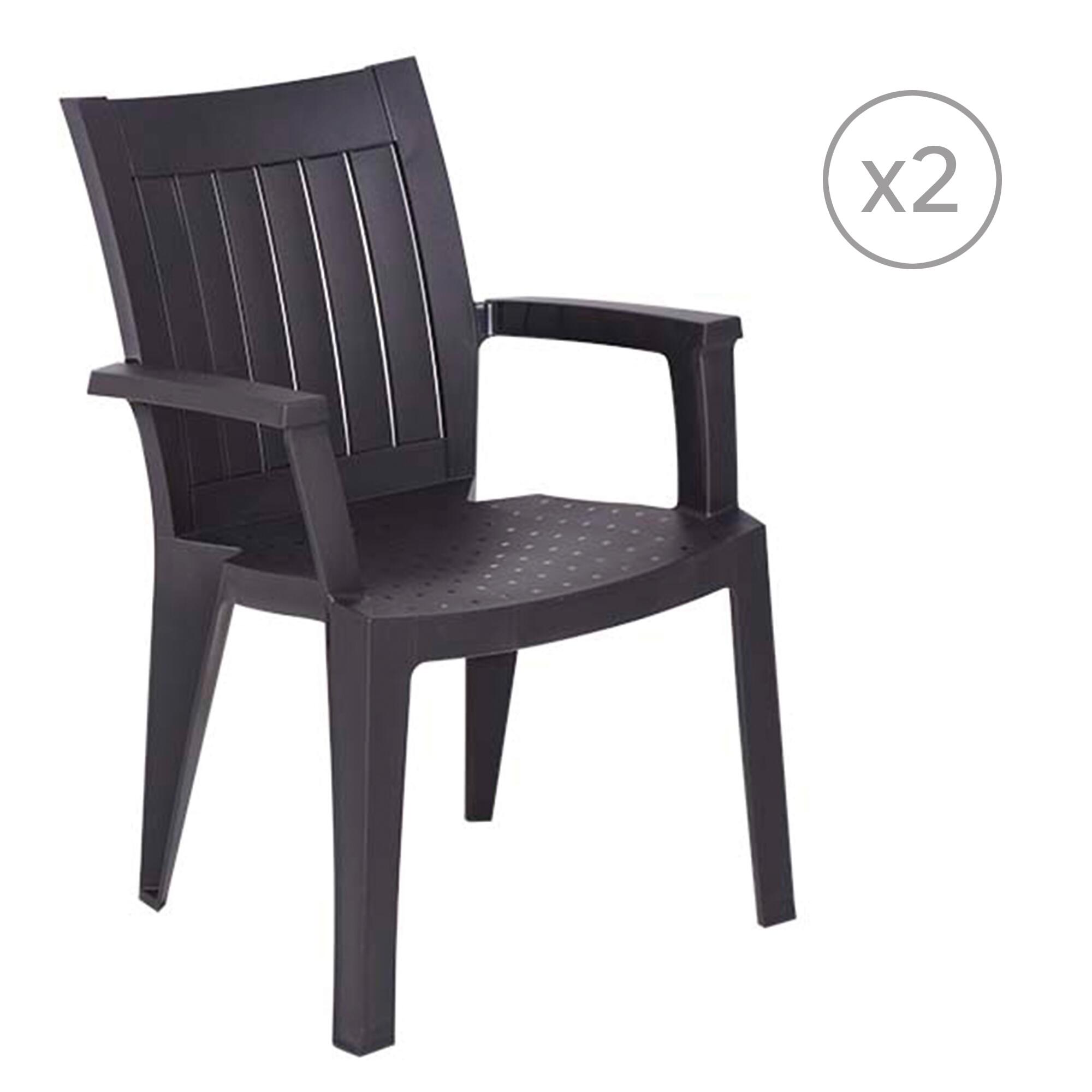 pack 2 sillas de jardin de polipropileno pacific gris