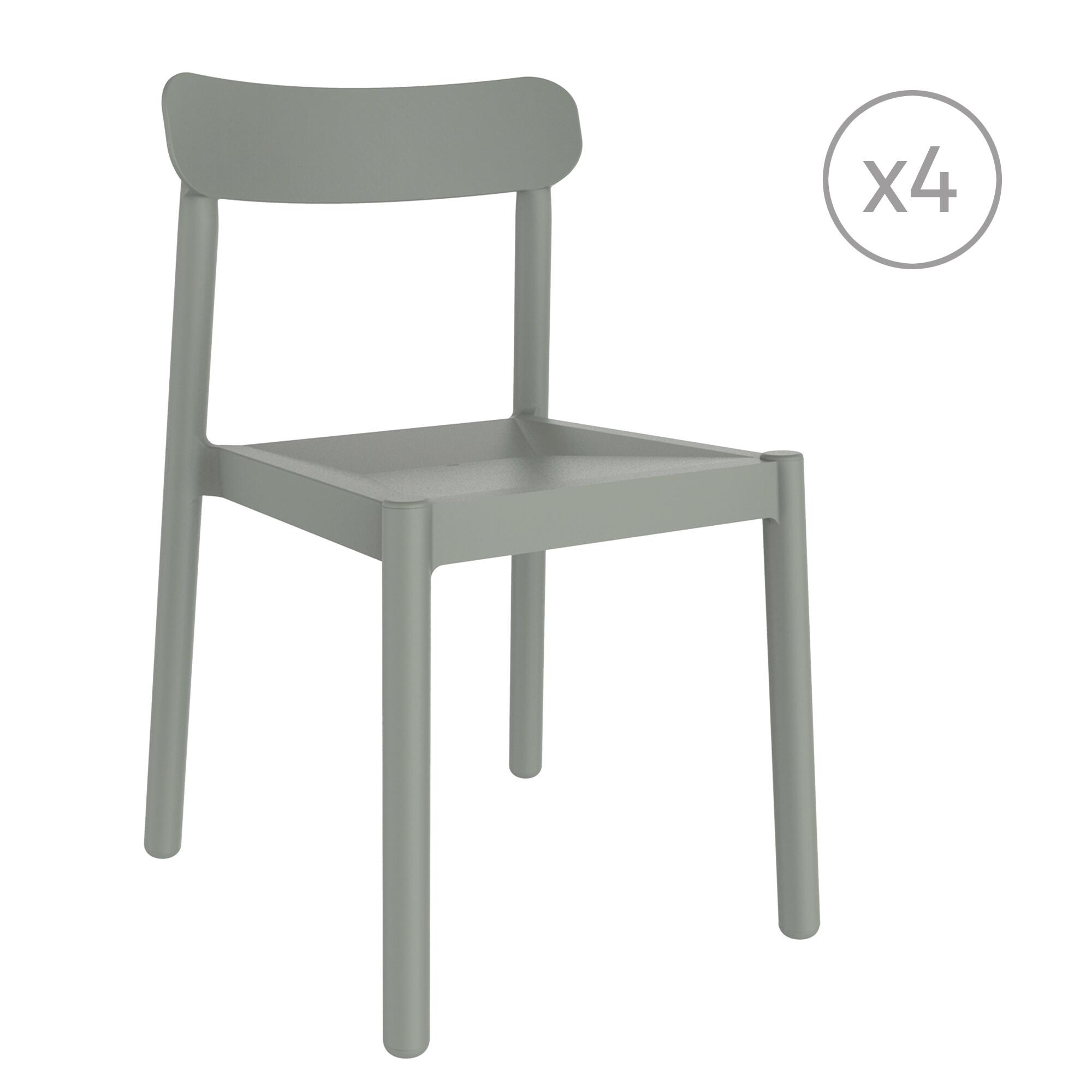 pack 4 sillas de jardin de polipropileno elba gris