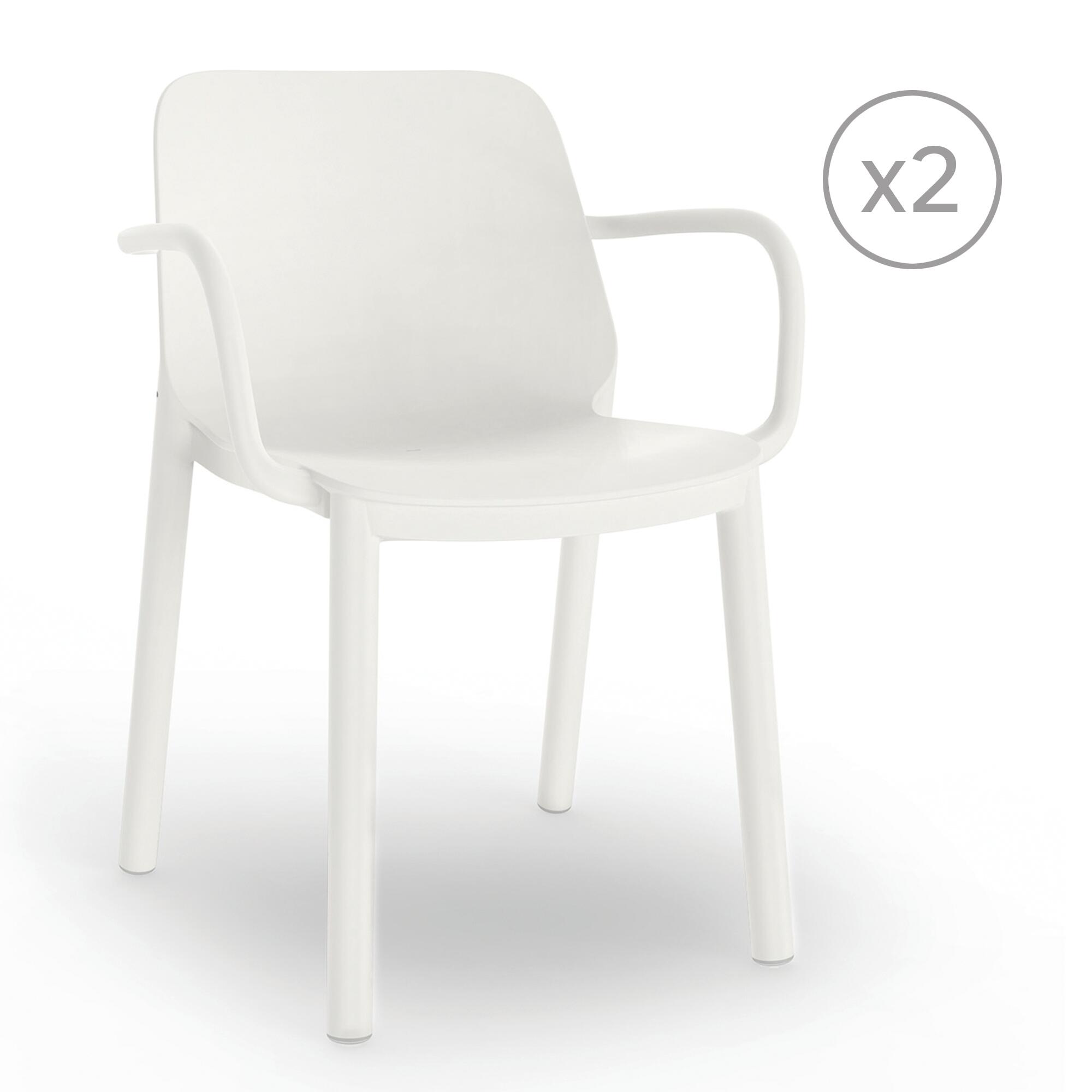 pack 2 sillas de jardin con brazos de polipropileno one blanca