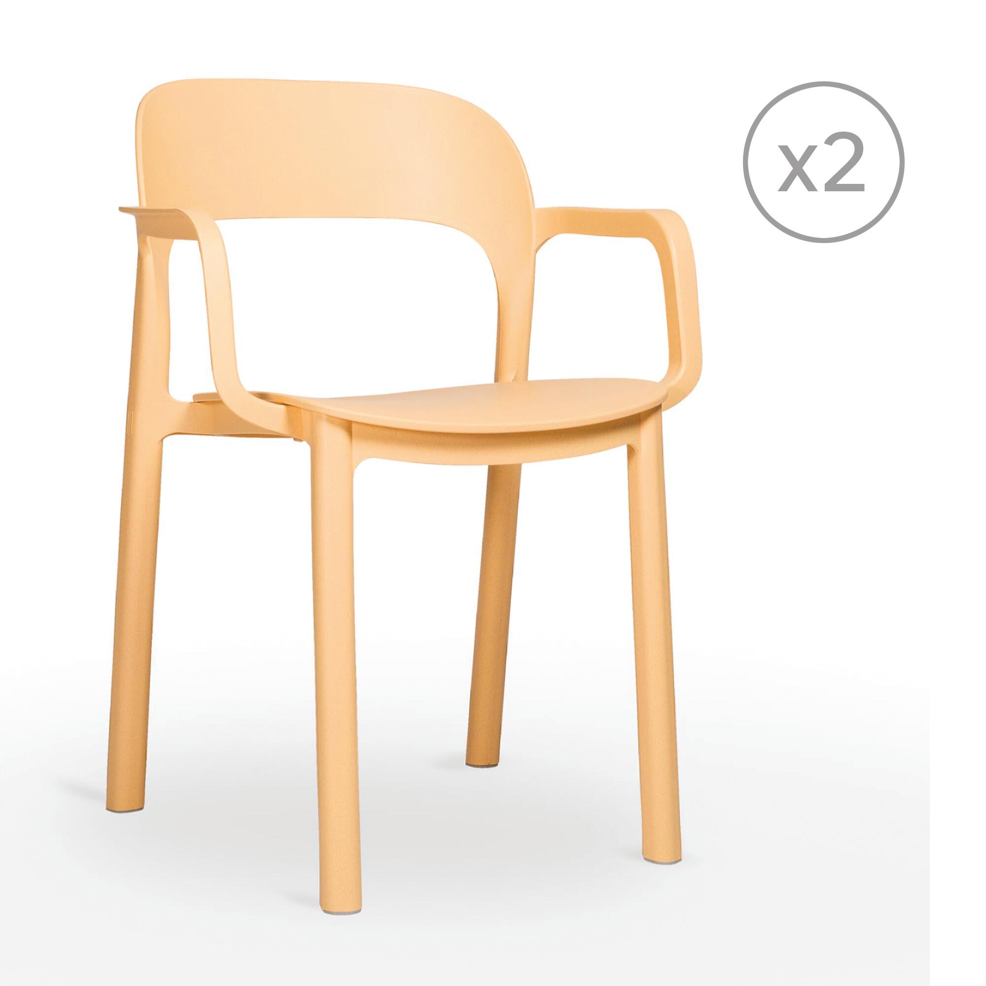 pack 2 sillas de jardin con brazos de polipropileno reciclado ona amarillo