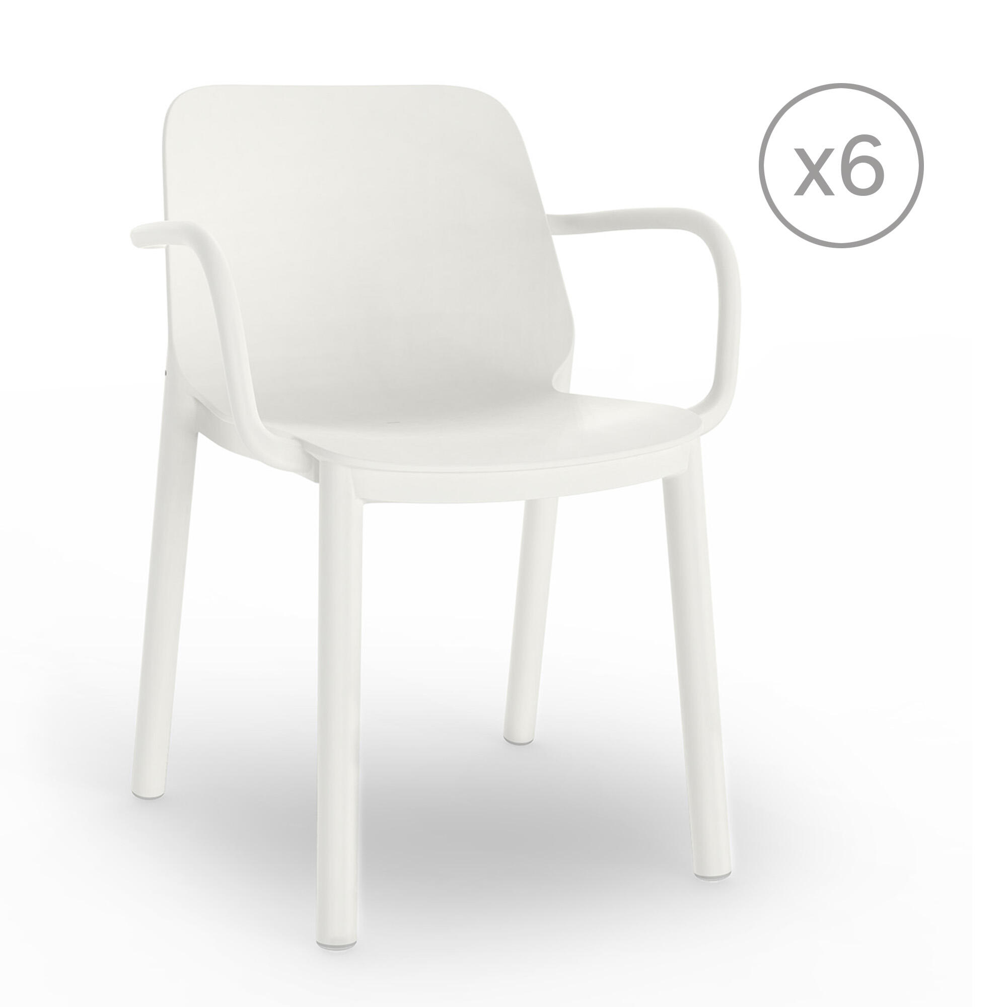 pack 6 sillas de jardin con brazos de polipropileno one blanca