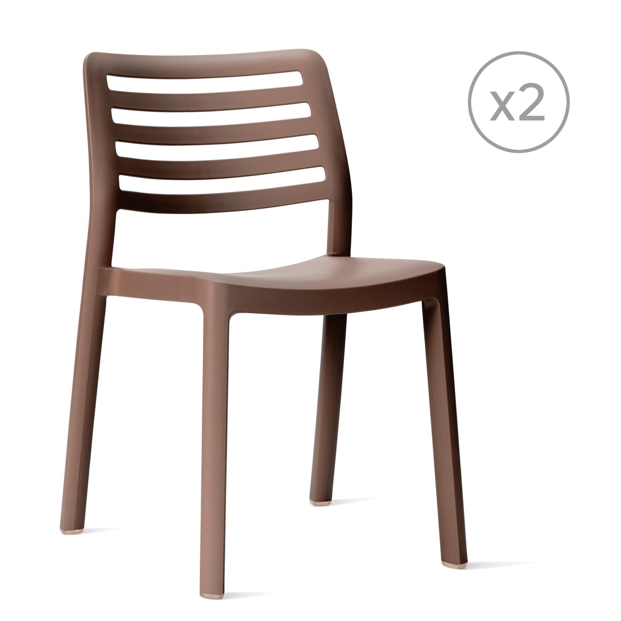 pack 2 sillas de jardin de polipropileno wind marron