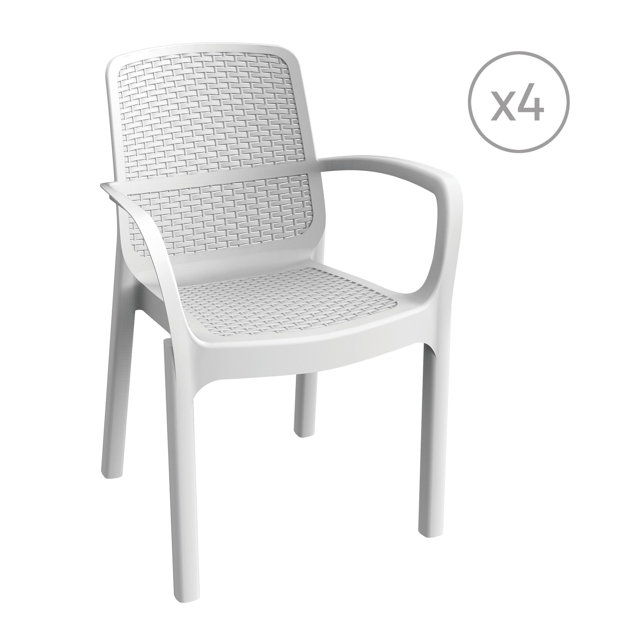 pack 4 sillas de exterior de resina numana blanca