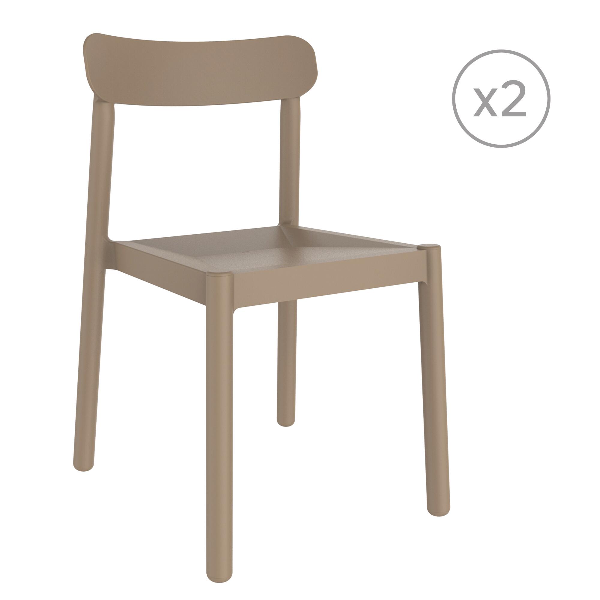 pack 2 sillas de jardin de polipropileno elba marron