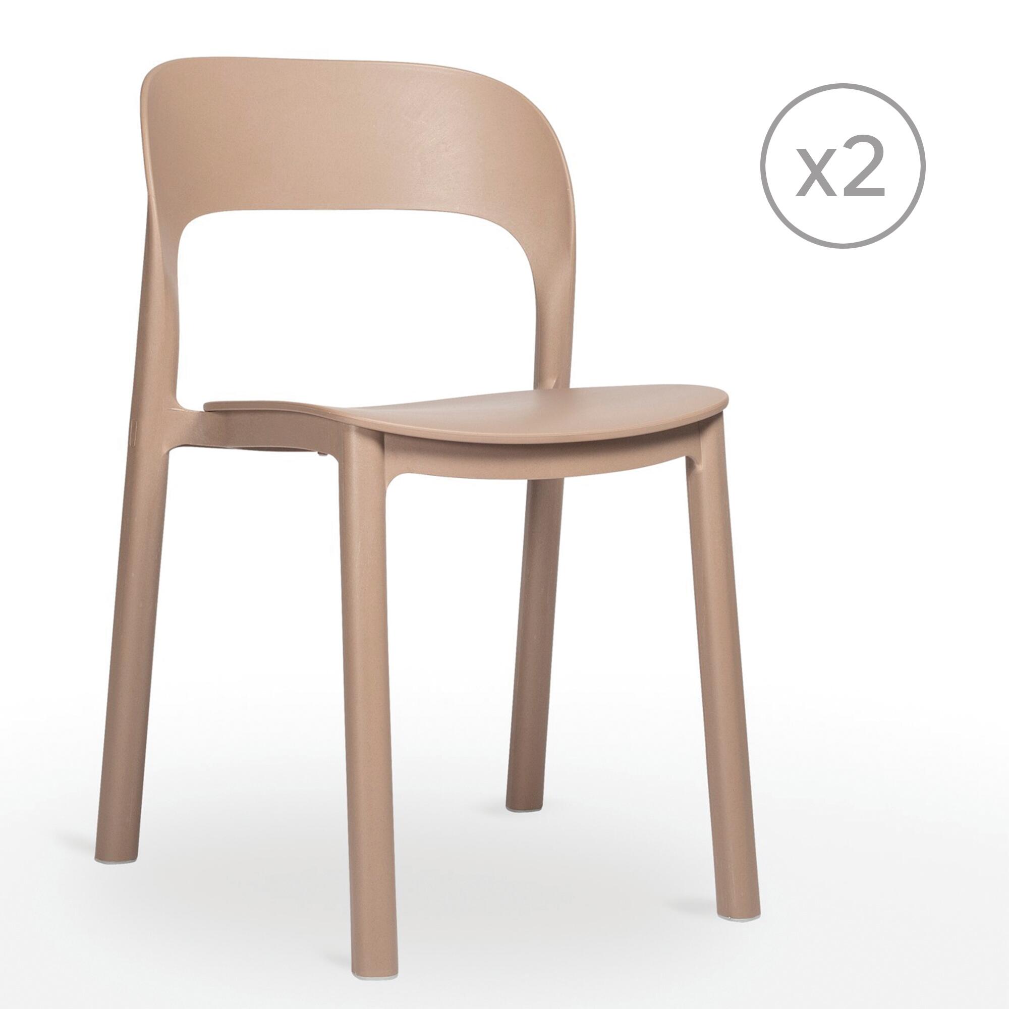pack 2 sillas de jardin de polipropileno reciclado ona marron