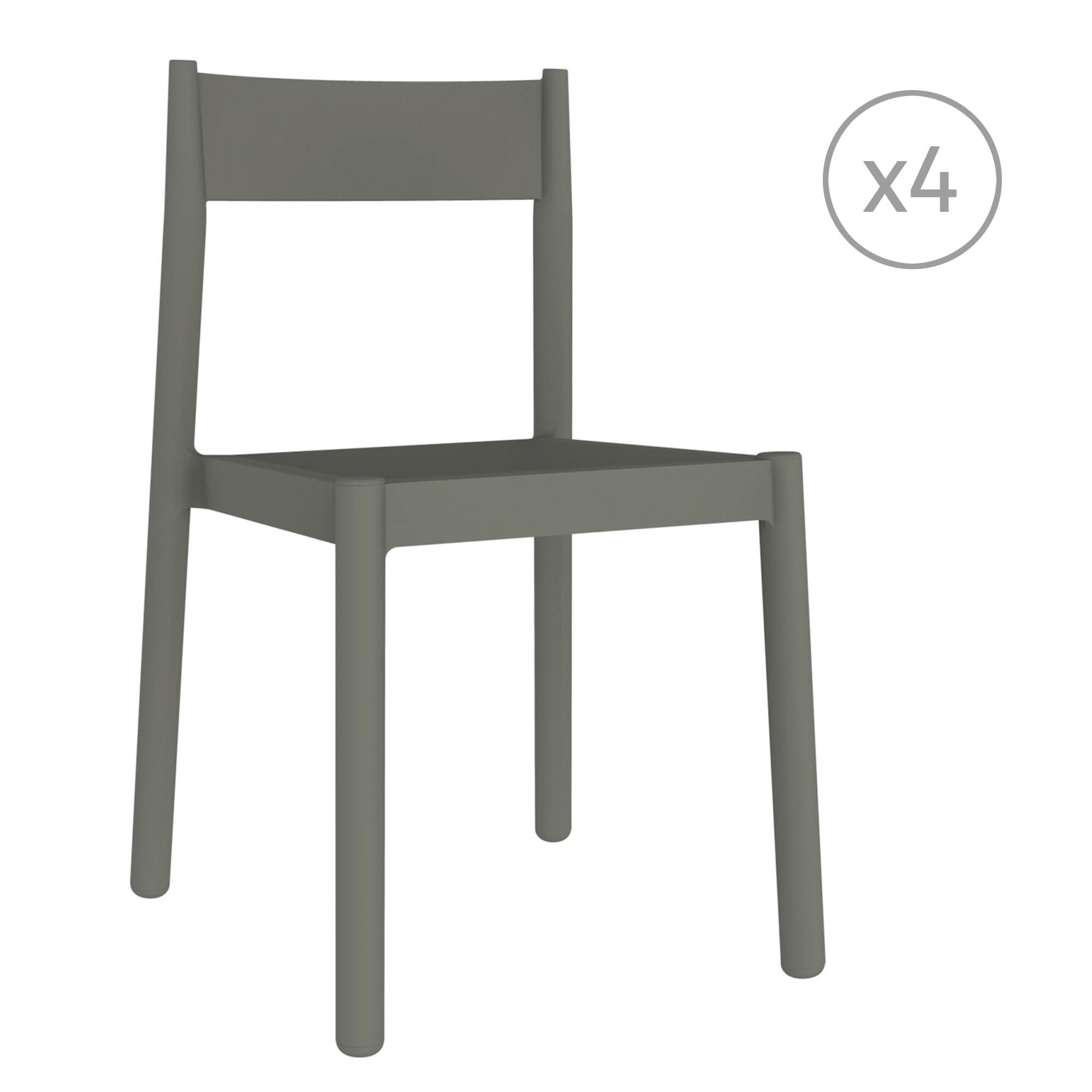 pack 4 sillas de jardin de polipropileno danna gris