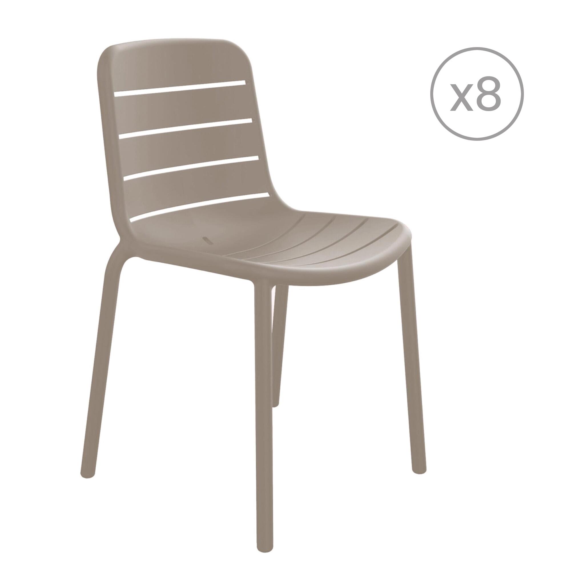 pack 8 sillas de jardin de resina gina beige