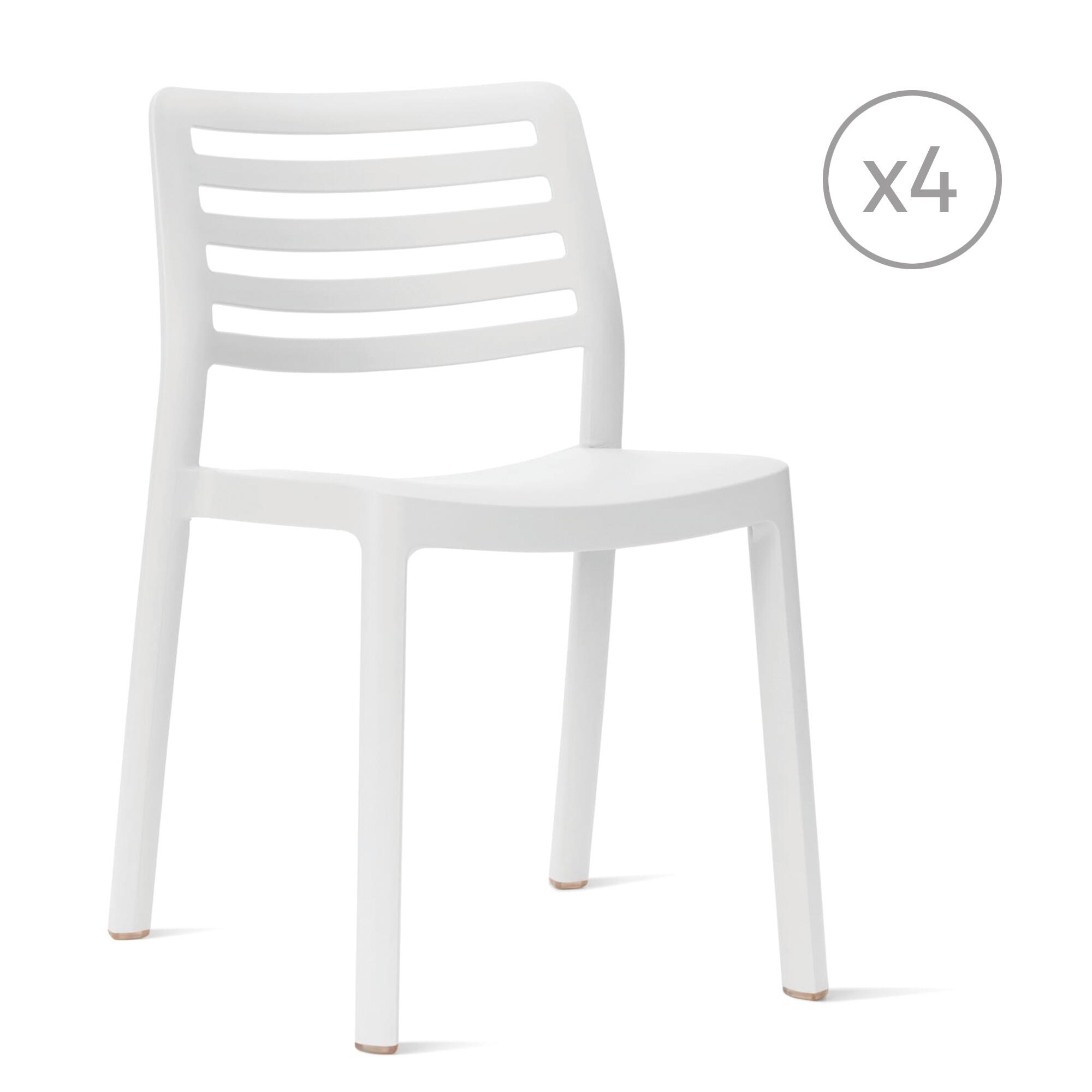 pack 4 sillas de exterior de resina wind blanco
