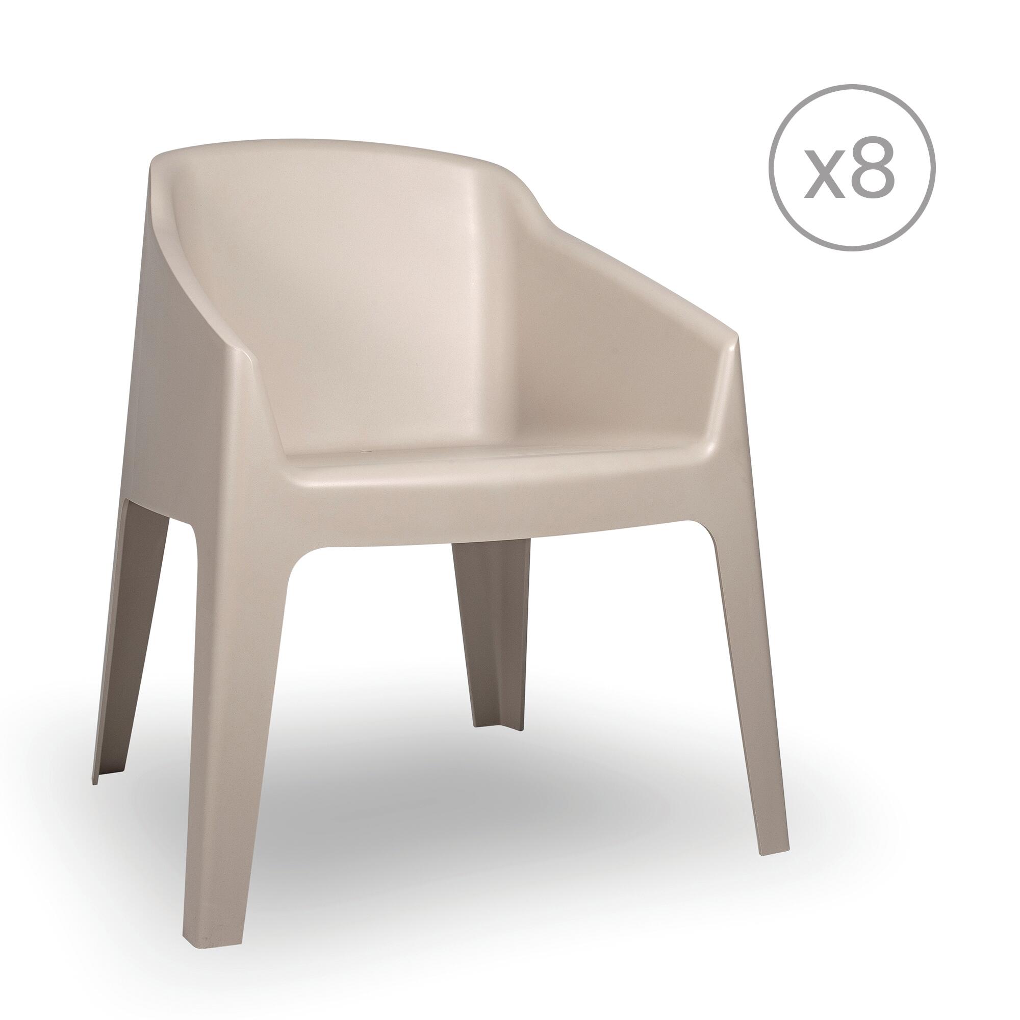 pack 8 sillones de jardin de polipropileno reciclado baku beige