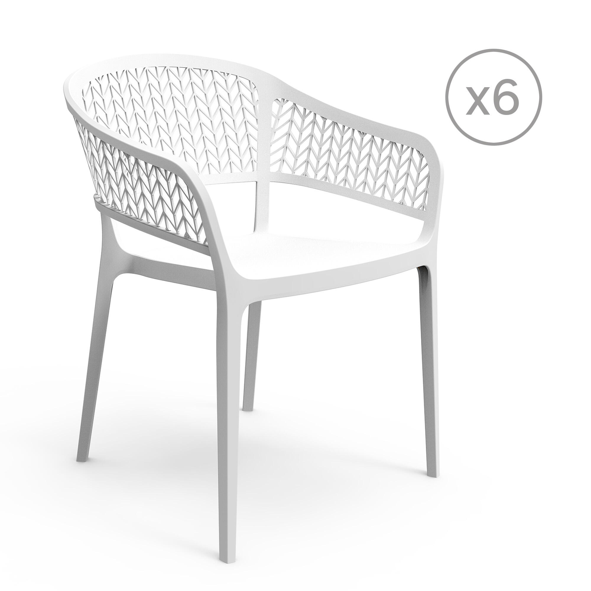 pack 6 sillas de jardin sin cojin de polipropileno saona blanco