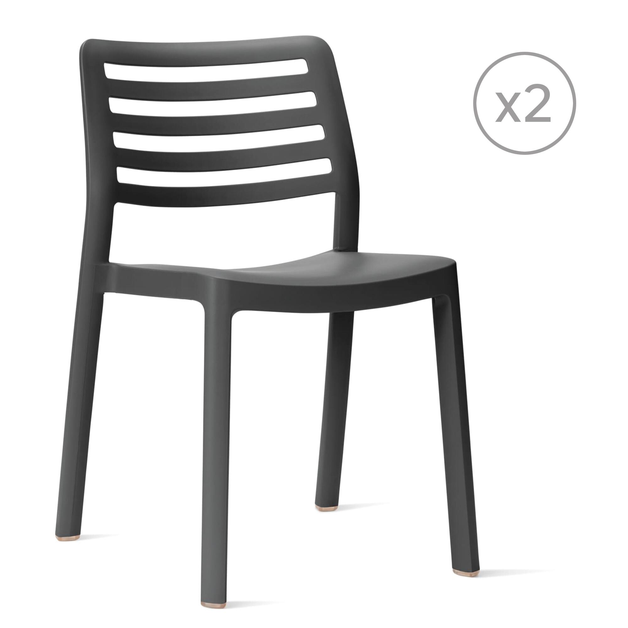 pack 2 sillas de exterior de resina wind gris
