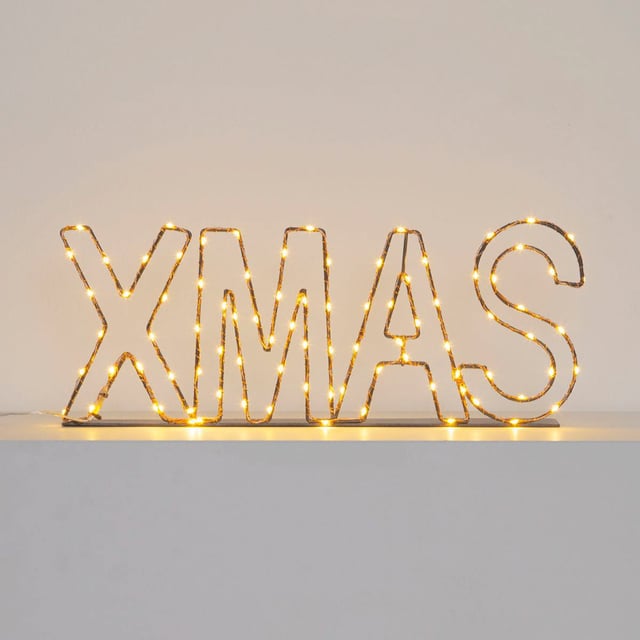 Scritta luminosa XMAS led bianco caldo L 1.6 m x H 15 cm