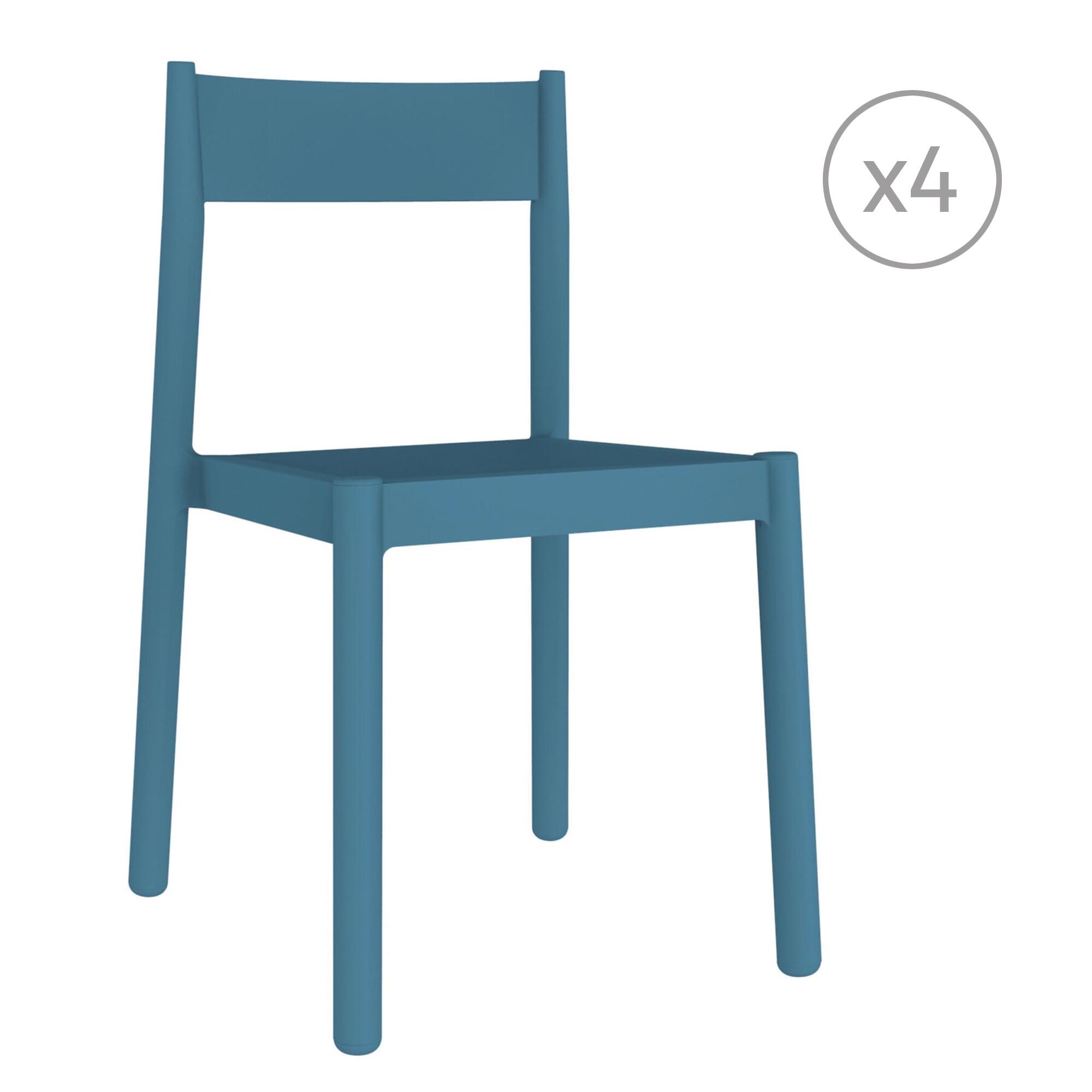 pack 4 sillas de jardin de polipropileno danna azul