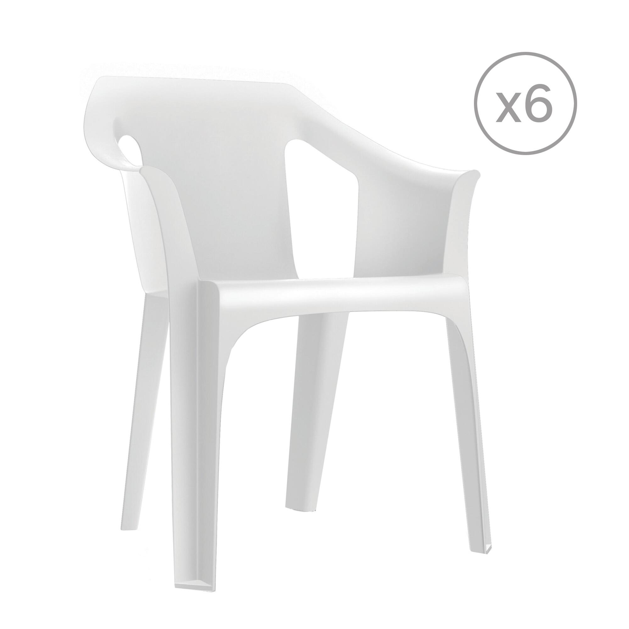 pack 6 sillas de jardin de polipropileno cool blanco